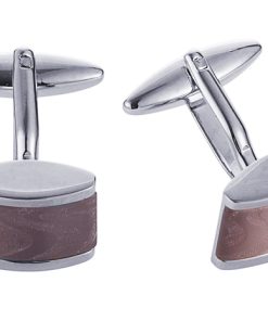 Rhodium Plated Pink Swirl Patterned Cat’s Eye Cufflinks