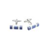 Rhodium Plated Navy Cat’s Eye Rectangle Cufflinks
