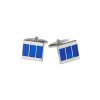 Rhodium Plated Cobalt Cat’s Eye Stripe Cufflinks