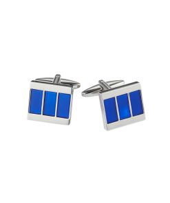 Rhodium Plated Cobalt Cat’s Eye Stripe Cufflinks