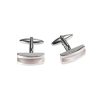 Polished Rhodium Plated Bar Cufflinks with Lilac Cat’s Eye Inlay