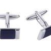 Rhodium Plated Dark Blue Cat’s Eye Square Cufflinks