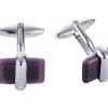 Rhodium Plated Purple Cat’s Eye Cufflinks