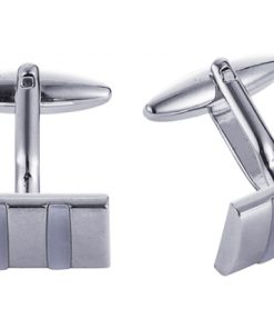 Rhodium & Light Grey Cat’s Eye Cufflinks