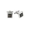 Rhodium & Resin Patterned Carbon Fibre Square Cufflinks