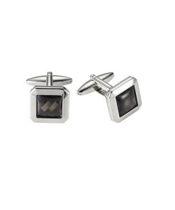 Rhodium & Resin Patterned Carbon Fibre Square Cufflinks