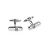 Polished Rhodium Plated & Light Grey Cat’s Eye Tube Cufflinks