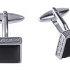 Square Black Cat’s Eye & Greek Key Boarder Cufflinks