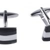Rhodium & Black Cat’s Eye Cufflinks