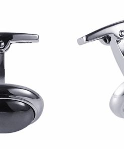 Rhodium & Hematite Oval Cufflinks