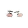 Soft Pink Herringbone Enamel Oval Cufflinks