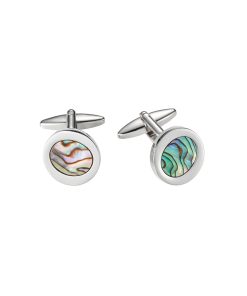 Abalone Oval Rhodium Plated Cufflinks