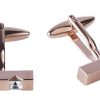 Polished Rose Gold Plated & Cz Cufflinks