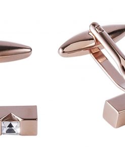 Polished Rose Gold Plated & Cz Cufflinks