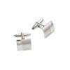 Rhodium & Brushed Rhodium Plated Square Curved Cufflinks