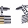 Rhodium & Gold Plated Striped Cufflinks