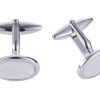 Rhodium Plated & Mop Oval Cufflinks