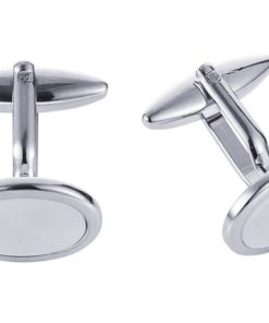 Rhodium Plated & Mop Oval Cufflinks