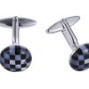 Onyx & Mother Of Pearl Check Round Cufflinks