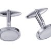 Rhodium Plated & Round Mop Cufflinks with Screws