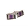 Purple Enamel Barcode Patterned Cufflinks