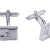 Rhodium Plated Square Patterned with Crystal Centre Cufflinks