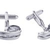 Polished Rhodium Plated Twisted Metal Cufflinks