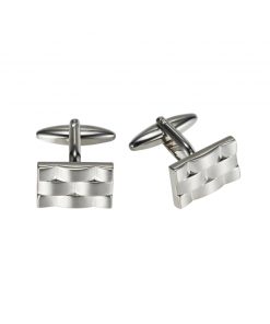 Brushed Rhodium Plated Weave Pattern Rectangle Cufflinks