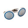 Stainless Steel & Blue Enamel Round Cufflinks