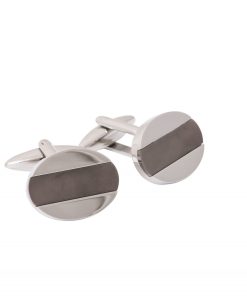 Stainless Steel &Ion Plated Gun Metal Centered Cufflinks