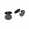 Ion Plated Brushed Black Round Stainless Steel Cuffllinks