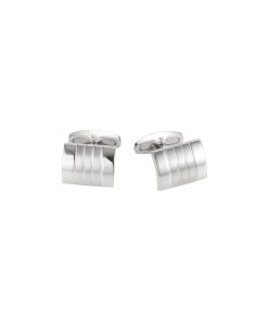 Brushed & Polished Self Striped Stainless Steel Cufflinks