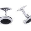 Sterling Silver & Onyx Oval Cufflinks