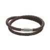 Brown Leather-Stainless Steel  Neck Chain