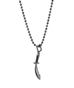 Ion Plated Antique Gunmetal Stainless Steel Cutlass Pendant on Matching 55 Cm Ball Chain
