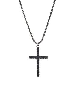 Ion Plated Black Stainless Steel Cross & Chain