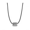 Brushed & Polished Stainless Steel Bead Pendant on 50cm Silicone Rubber Necklace