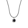 Polished Stainless Steel & Onyx Round Pendant on Chain