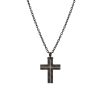 Carbon Fibre Cross with Ion Plated Rose Gold Lines & Ion Plated Black 55cm Chain