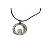 Stainless Steel Round Pendant on Leather Chain