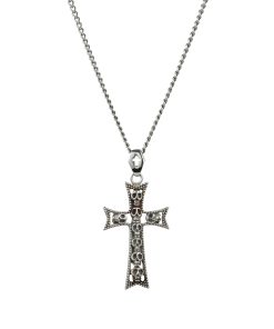 Alloy & Gothic Skull Cross Pendant on 55cm Chain
