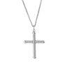 Rhodium Plated Sterling Silver Twisted Cross Pendant on Rolo Chain