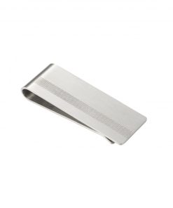 Brushed Stainless Steel Money Clip with Stripe Pattern