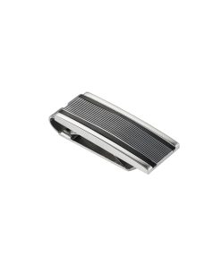 Stainless Steel & Black Stripe & Diamond Cut Money Clip