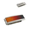 Brushed Stainless Steel Money Clip with Wood Flame Pattern