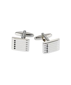 Brushed Rhodium & Montana Crystal Cufflinks