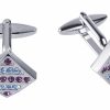 Purple & Aqua Marine Crystal Rhodium Plated Cufflinks