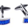 Rhodium Plated Sapphire Crystal Curved Shaped Cufflinks