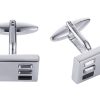 Rhodium Plated Jet & Black Diamond & Crystal Cufflinks