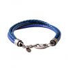 Multi-Strand Blue Leather Bracelet with Ion Plated Antique Stainless Steel Clasp